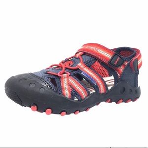 GEOX BOY'S KYLE NAVY BLUE & RED SINGLE HOOK AND LOOP STRAP BUMPER TOE SANDAL 11